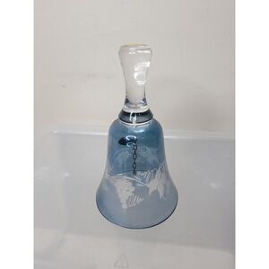 German echt kristall Grape Vine Blue & Clear Etched Crystal Bell Dinger Vintage